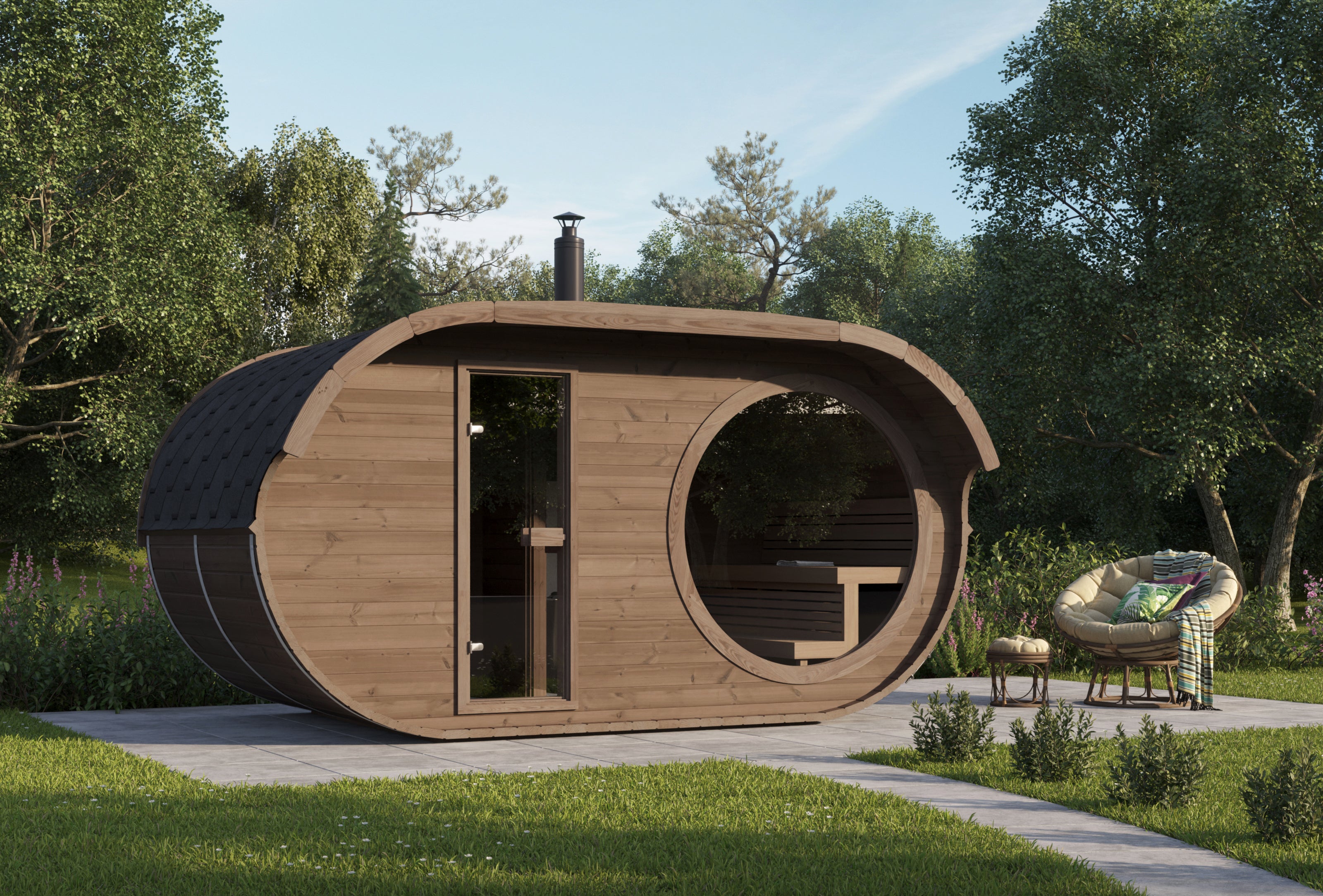 Sauna Jardin avec vestiaire et chauffage - 3 Places