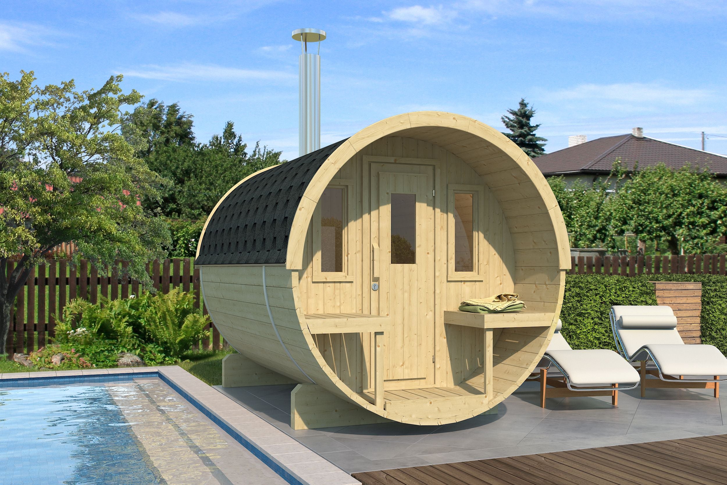 Sauna Extérieur en Bois thermo-traité pour 4 Personnes