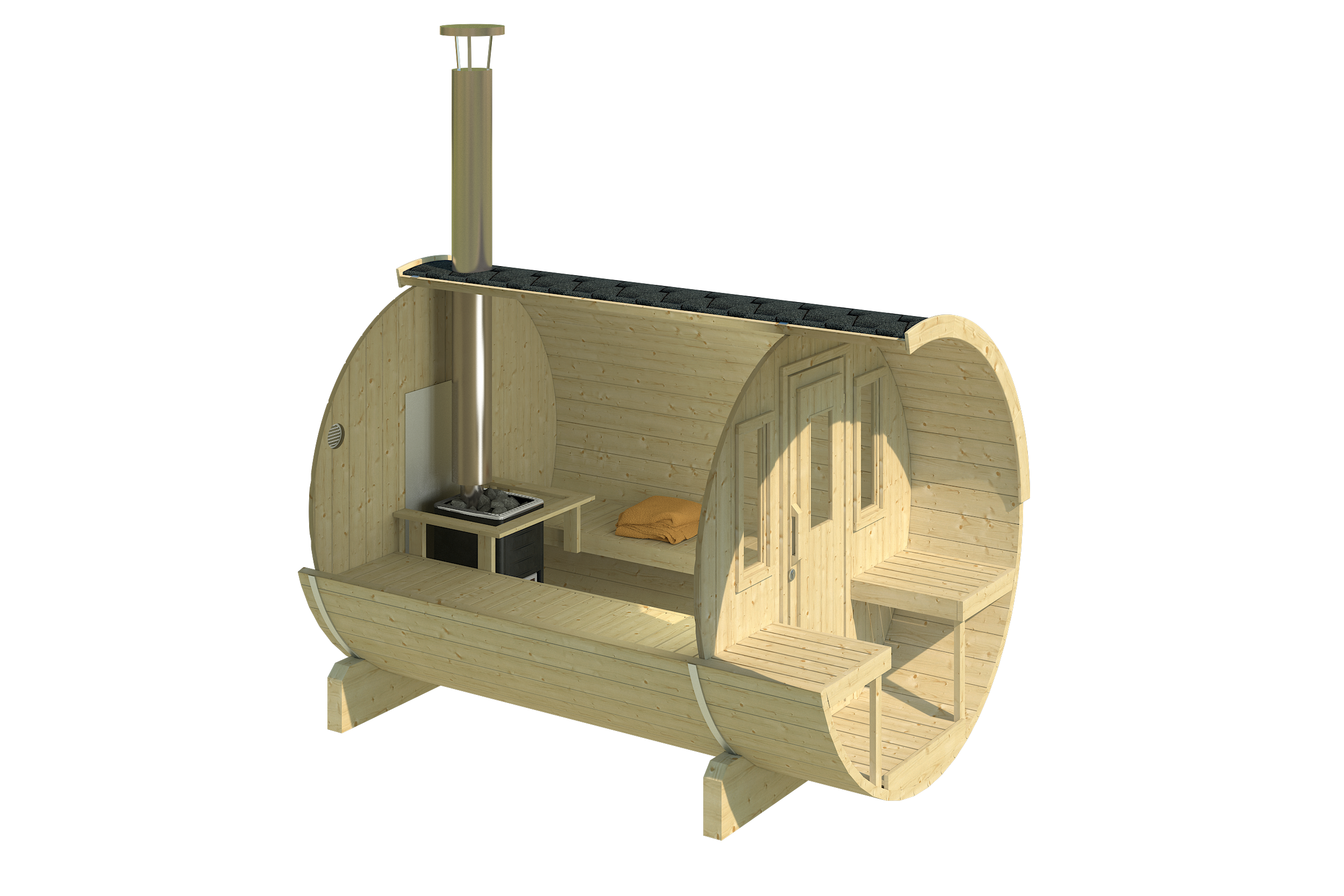 Sauna Extérieur en Bois thermo-traité pour 4 Personnes