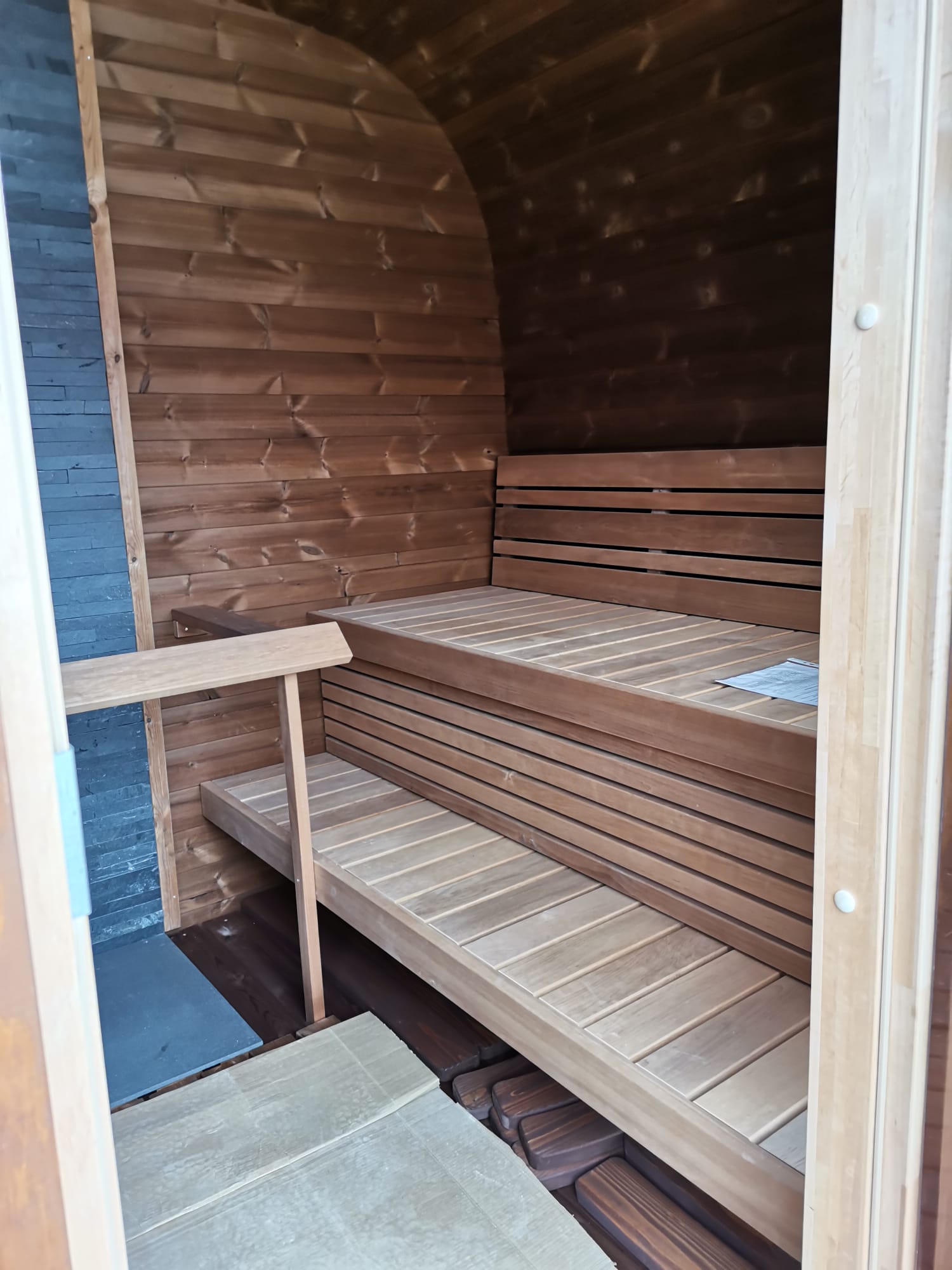 Sauna Jardin Forme Cubique en bois thermo-traité | Sauna Prestige