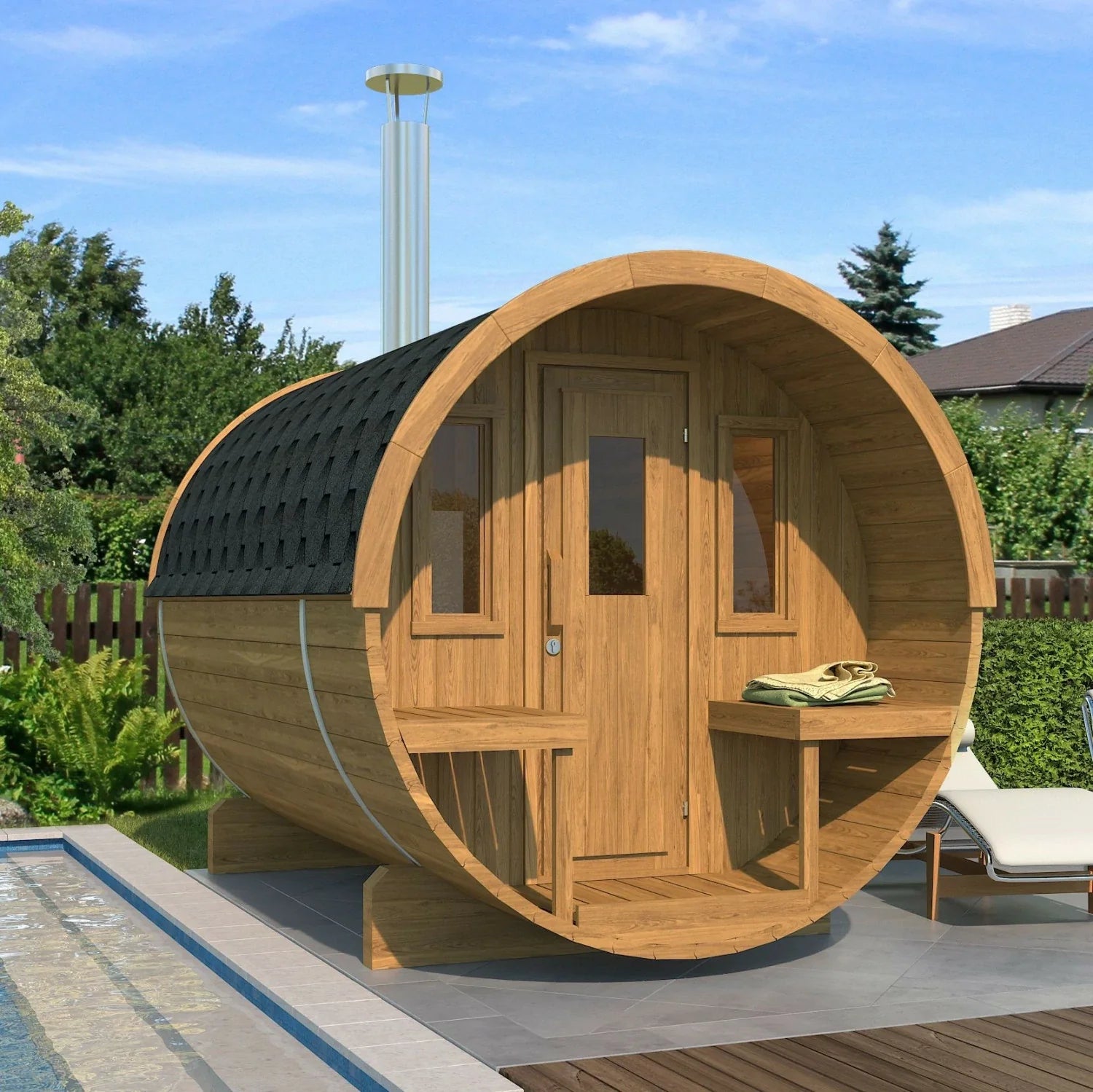 Sauna Extérieur en Bois thermo-traité pour 4 Personnes