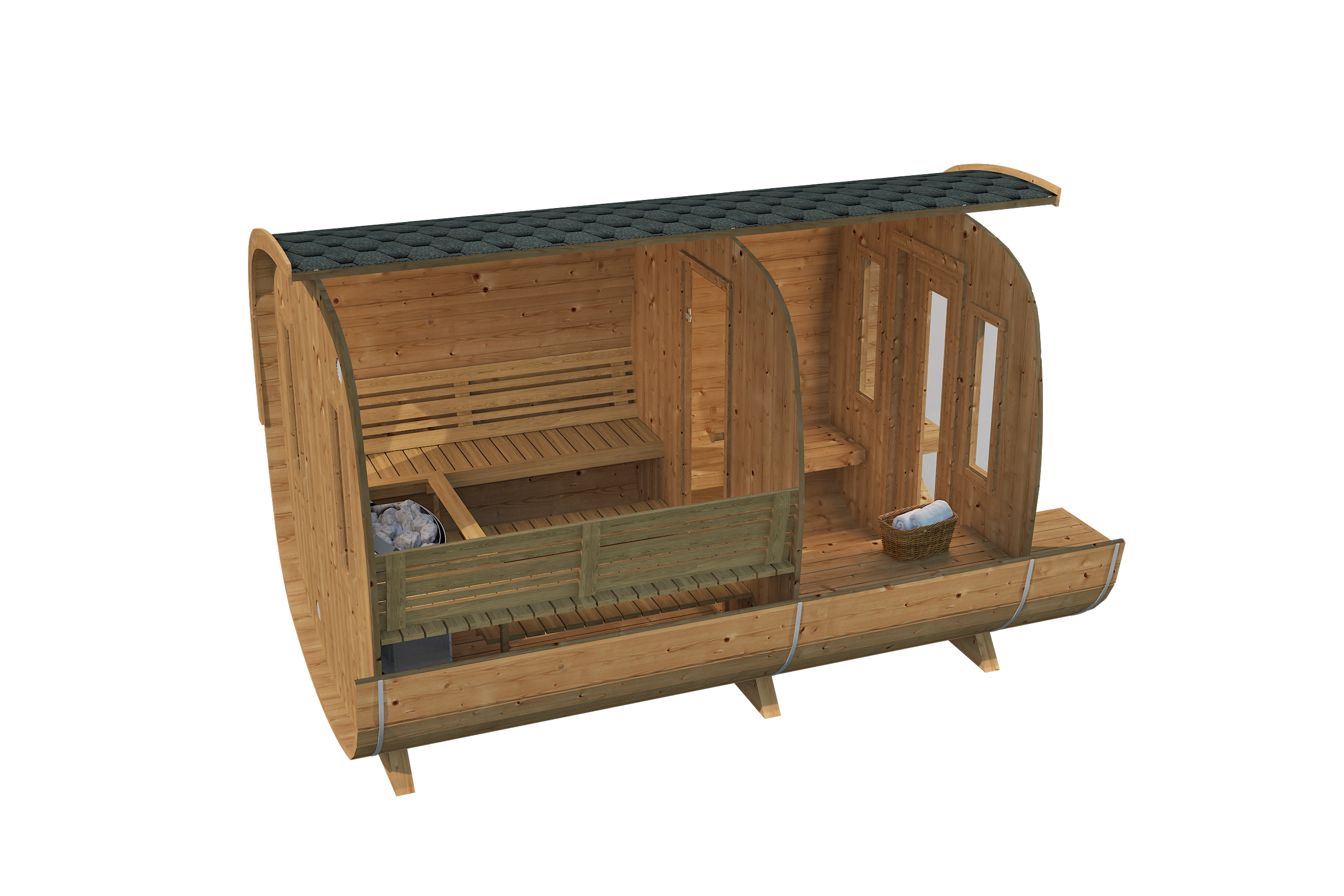 Sauna jardin avec vestiaire - Bois thermo-traité