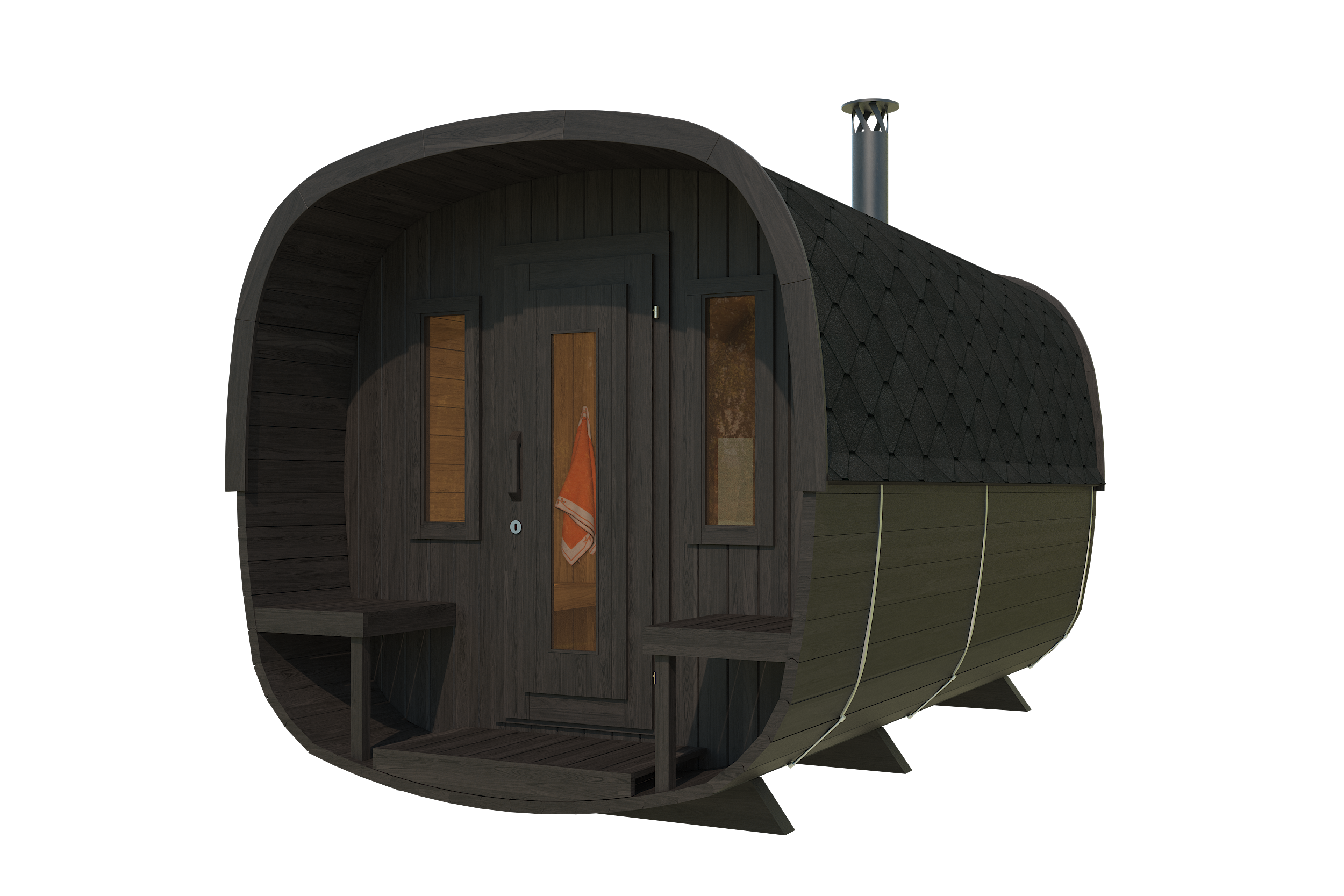 Sauna jardin avec vestiaire - Bois thermo-traité