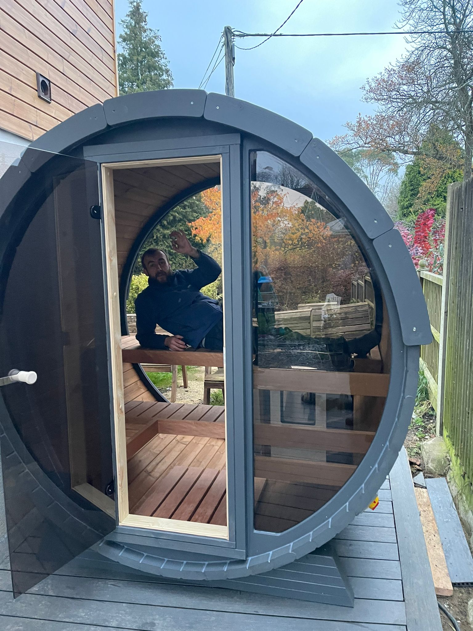 Sauna extérieur en bois thermo-traité 2-3 places