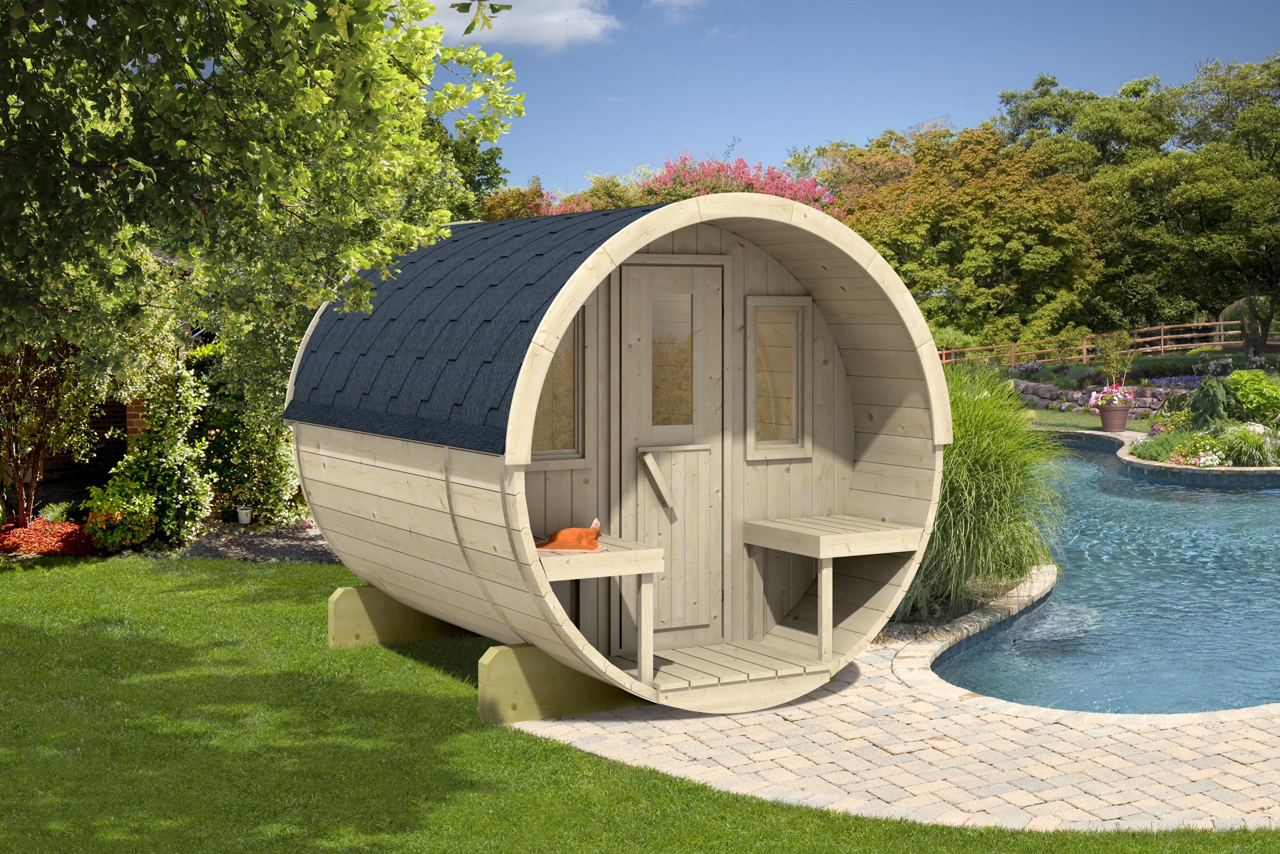 Sauna Extérieur en Bois thermo-traité pour 4 Personnes