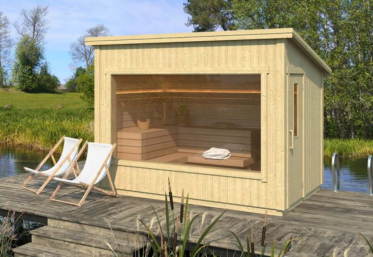 Sauna Jardin en bois brut isolé - Surface 7,6 m²