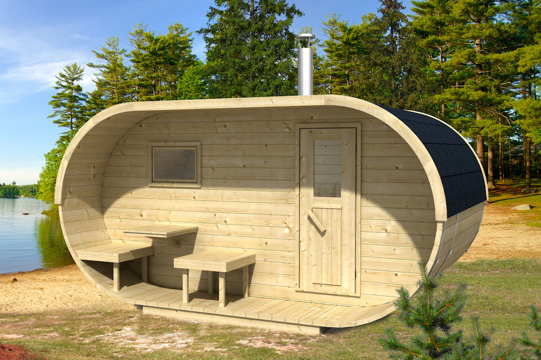 Sauna Extérieur Ovale en Bois Thermo-traité 4-6 Places