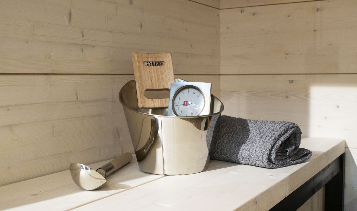 acheter accessoire-sauna-harvia-kit, louche sauna, seau sauna, thermometre sauna, hygrometre sauna