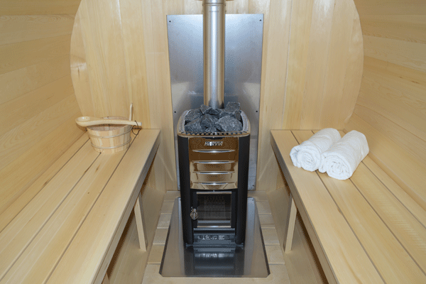 harvia poele a bois interieur sauna tonneau