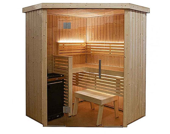 sauna traditionnel interieur, sauna angle harvia View Corner S1616CV, sauna traditionnel 4 place, acheter sauna, prix