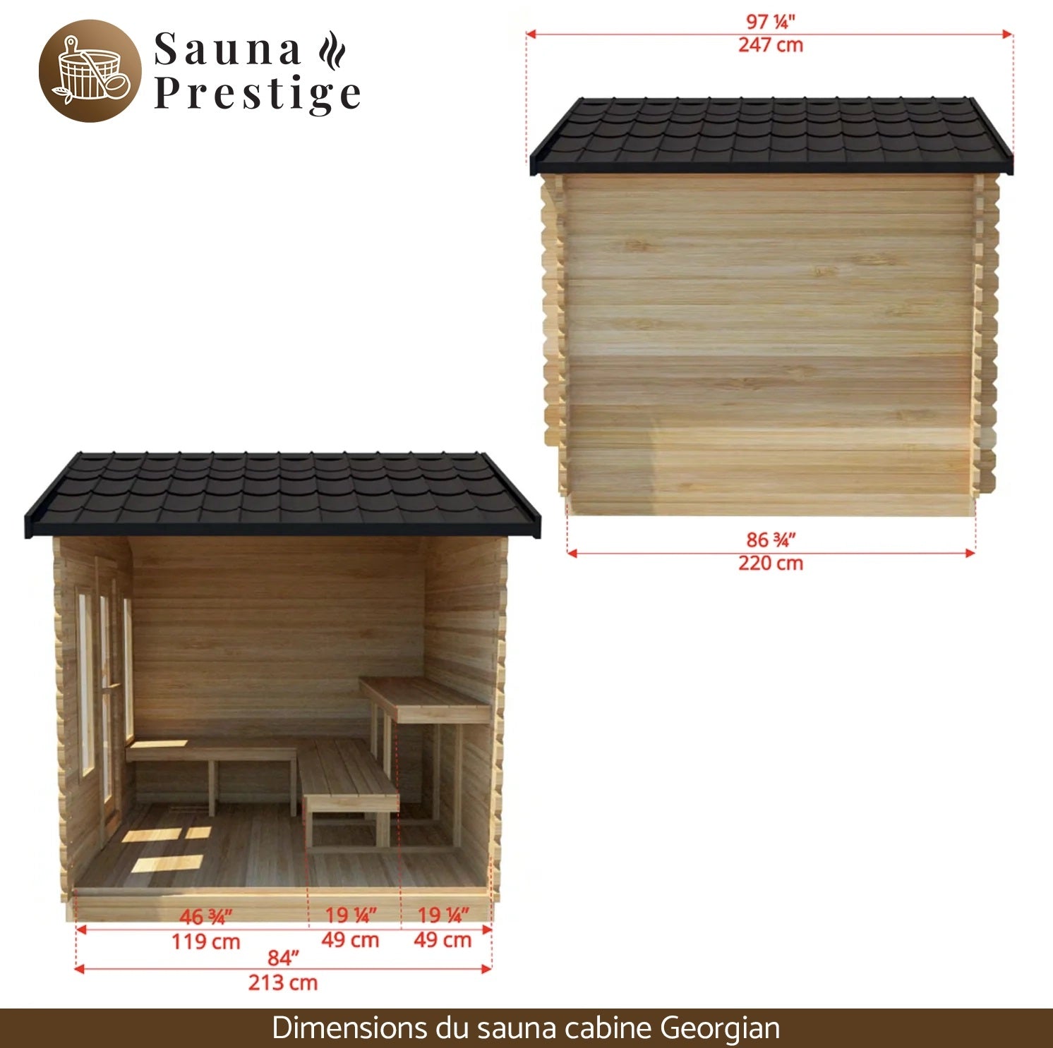 sauna exterieur traditionnel, sauna cabine CTC88W Georgian Dundalk Leisurecraft, sauna jardin, acheter sauna, prix