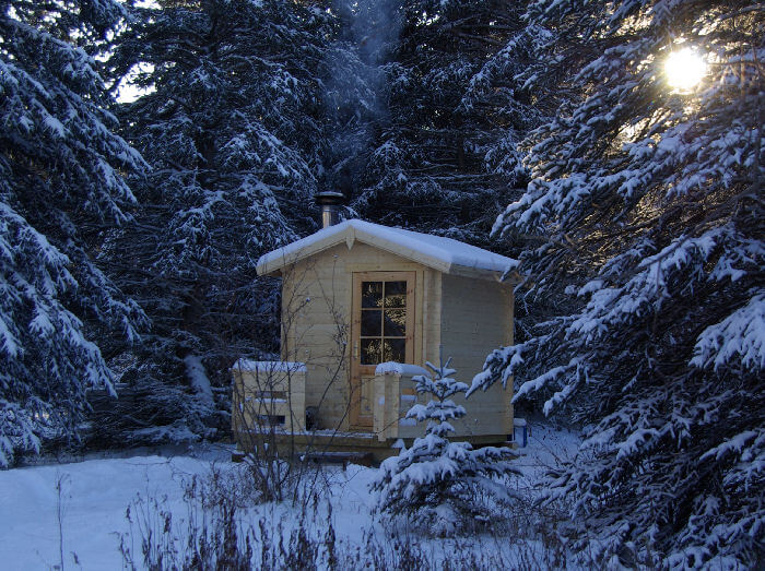 sauna exterieur traditionnel, sauna Harvia Kuikka, sauna jardin, acheter sauna, prix sauna finlandais