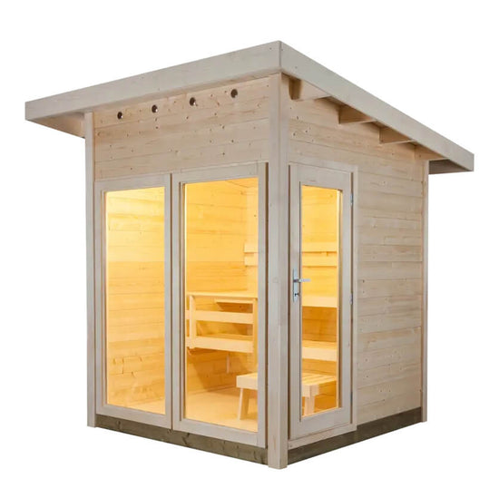 sauna exterieur traditionnel, sauna Harvia Solide Vision, sauna jardin, acheter sauna, prix sauna finlandais