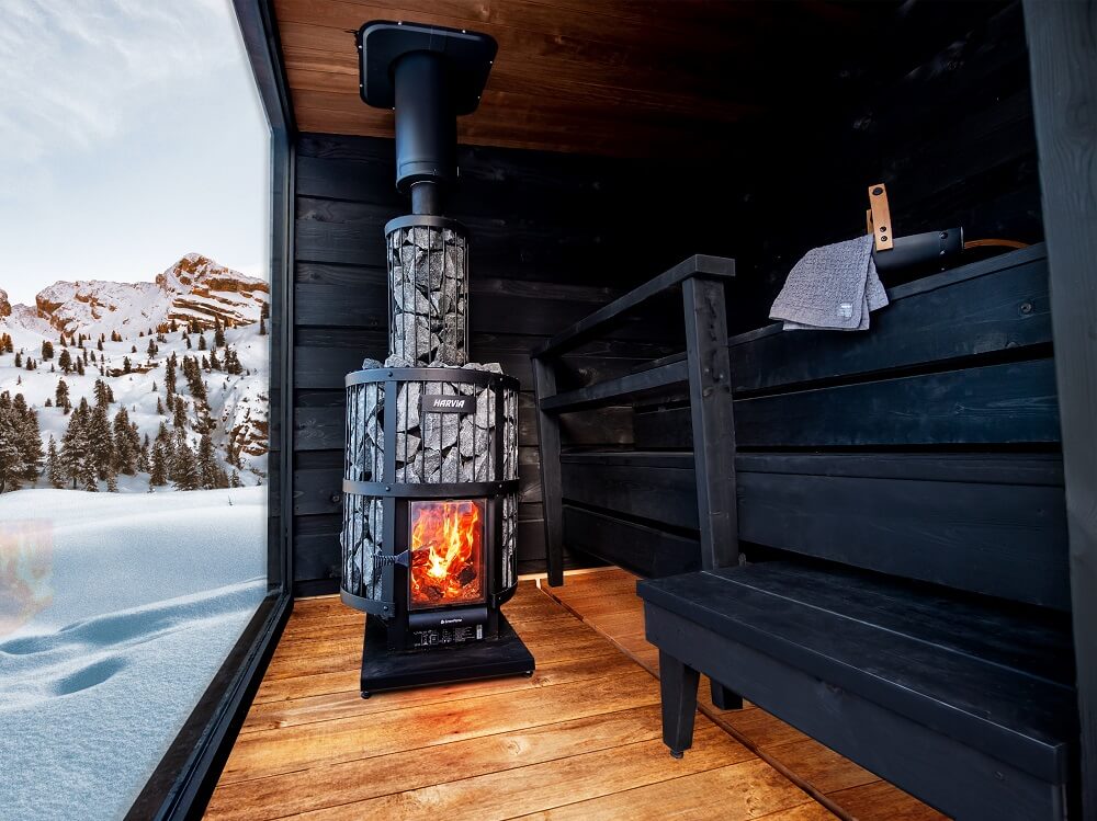 sauna exterieur luxe, sauna Harvia Nordic Misty Kirami FinVision , achat sauna 4 place, sauna 6 place, SHL3499, SHL3410