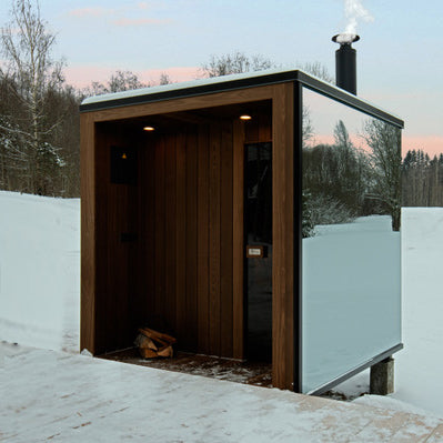 sauna exterieur luxe, sauna haut de gamme, sauna OOD mirror mini , achat sauna traditionnel, sauna en miroir
