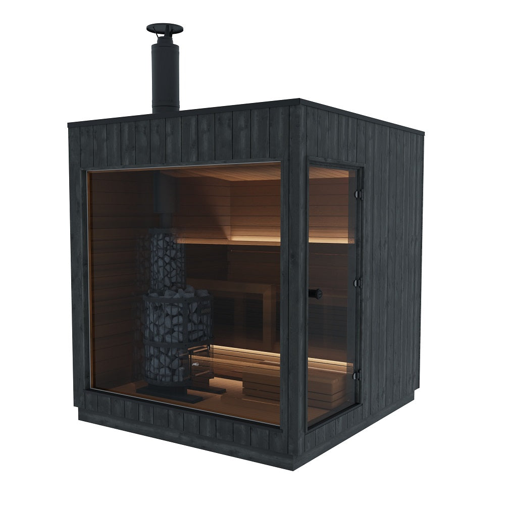 sauna exterieur luxe, sauna Harvia Nordic Misty Kirami FinVision , achat sauna 4 place, sauna 6 place, SHL3410