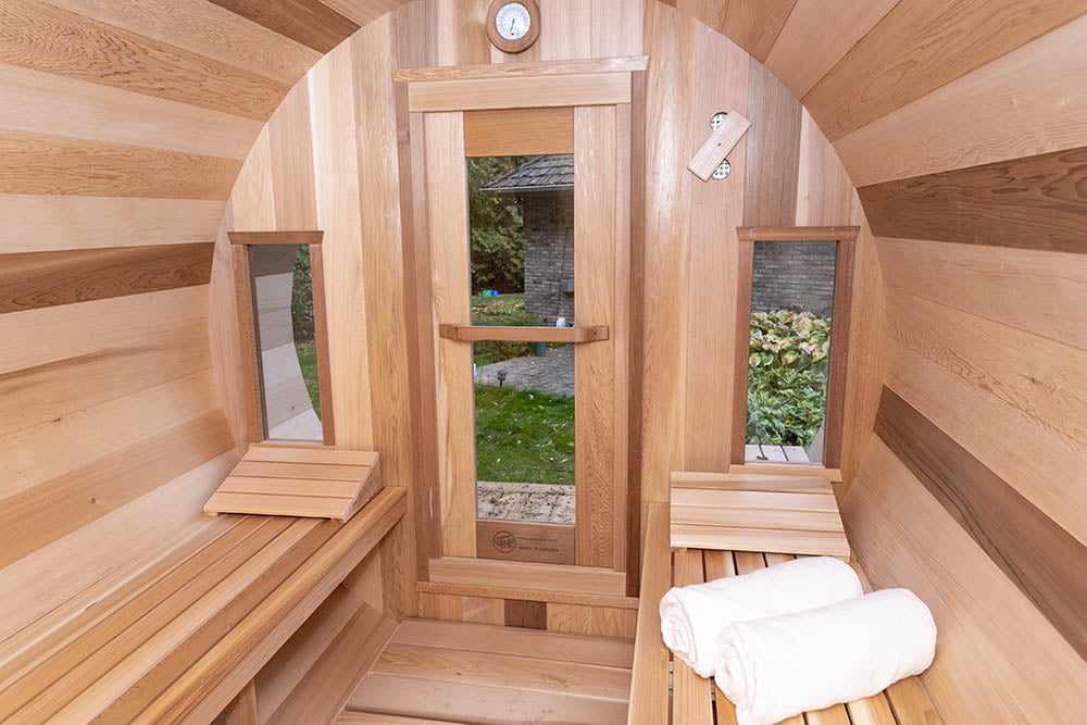 sauna tonneau exterieur, Tranquility CTC2345H Dundalk Leisurecraft, sauna jardin, acheter sauna baril