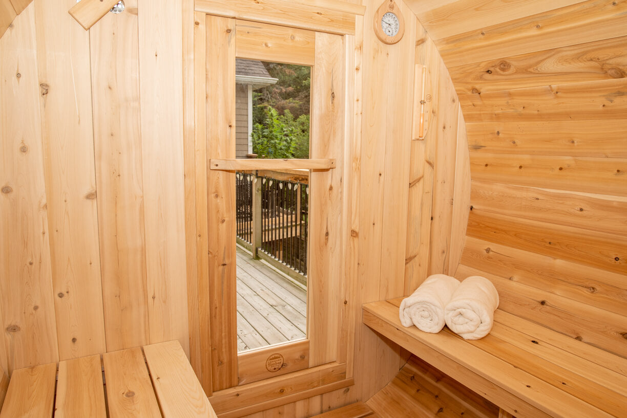 sauna tonneau exterieur, serenity CTC2245W Dundalk Leisurecraft, sauna jardin, acheter sauna baril