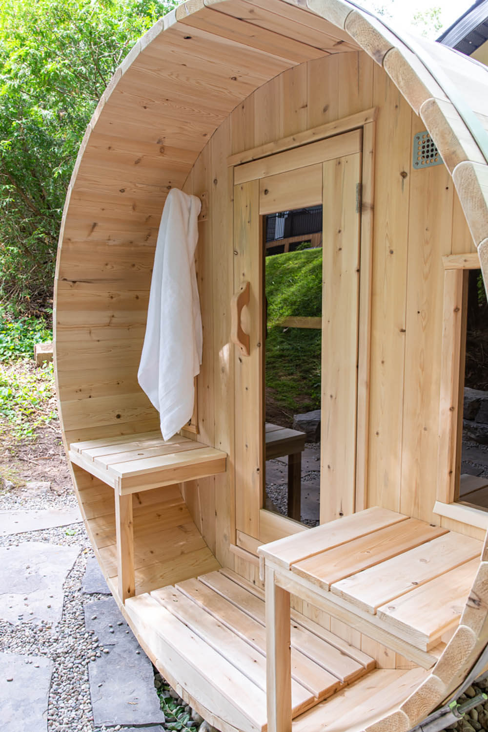 sauna tonneau exterieur, Tranquility CTC2345H Dundalk Leisurecraft, sauna jardin, acheter sauna baril