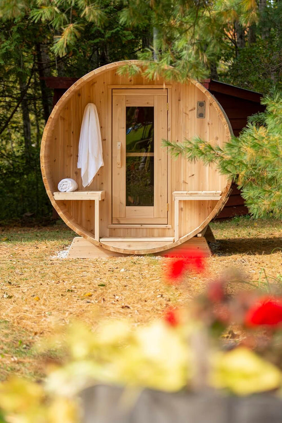 sauna tonneau exterieur, serenity CTC2245W Dundalk Leisurecraft, sauna jardin, acheter sauna baril