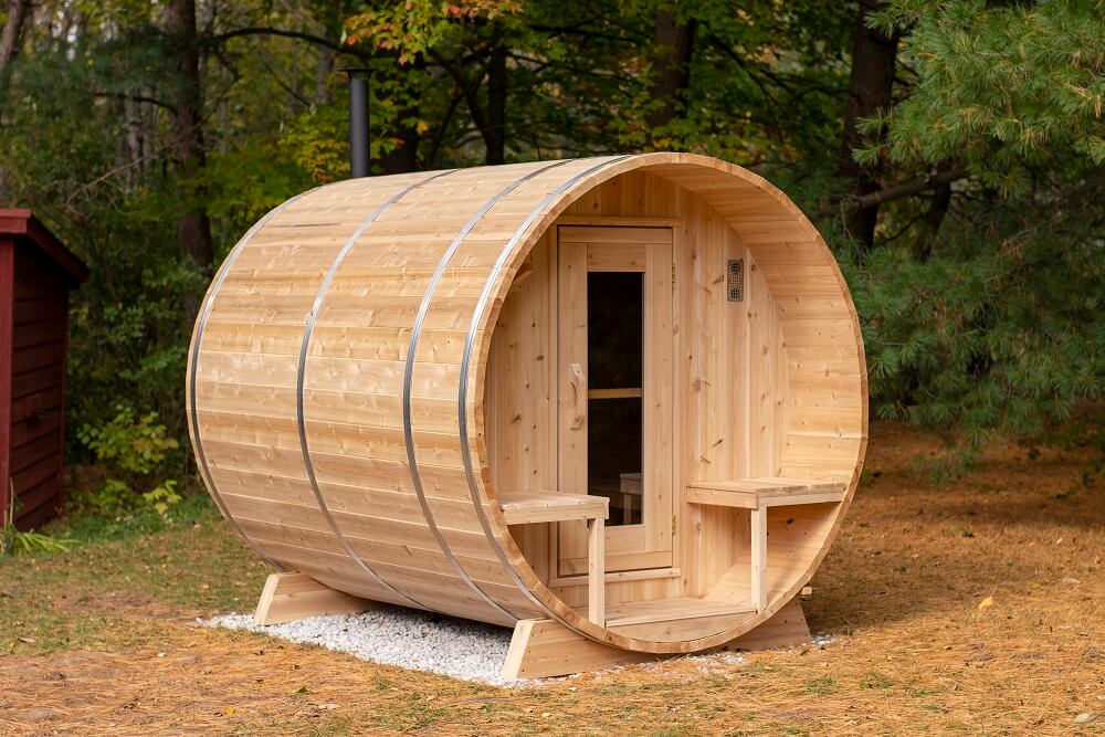 sauna tonneau exterieur, serenity CTC2245W Dundalk Leisurecraft, sauna jardin, acheter sauna baril