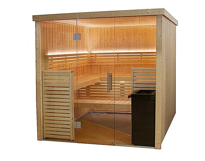 sauna traditionnel interieur, sauna harvia View S2020SV, sauna 5 place, sauna nordique