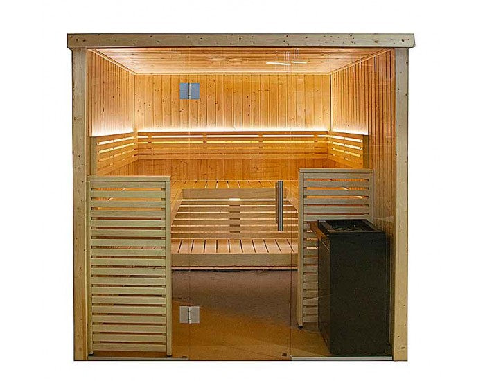 sauna traditionnel interieur, sauna harvia View S2020SV, sauna 5 place, sauna russe, sauna norvegien