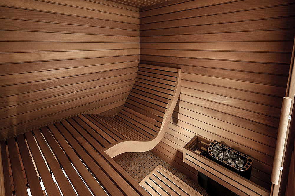 sauna interieur traditionnel luxe, sauna cabine Auroom Baia, acheter sauna de luxe, sauna 2/3 place