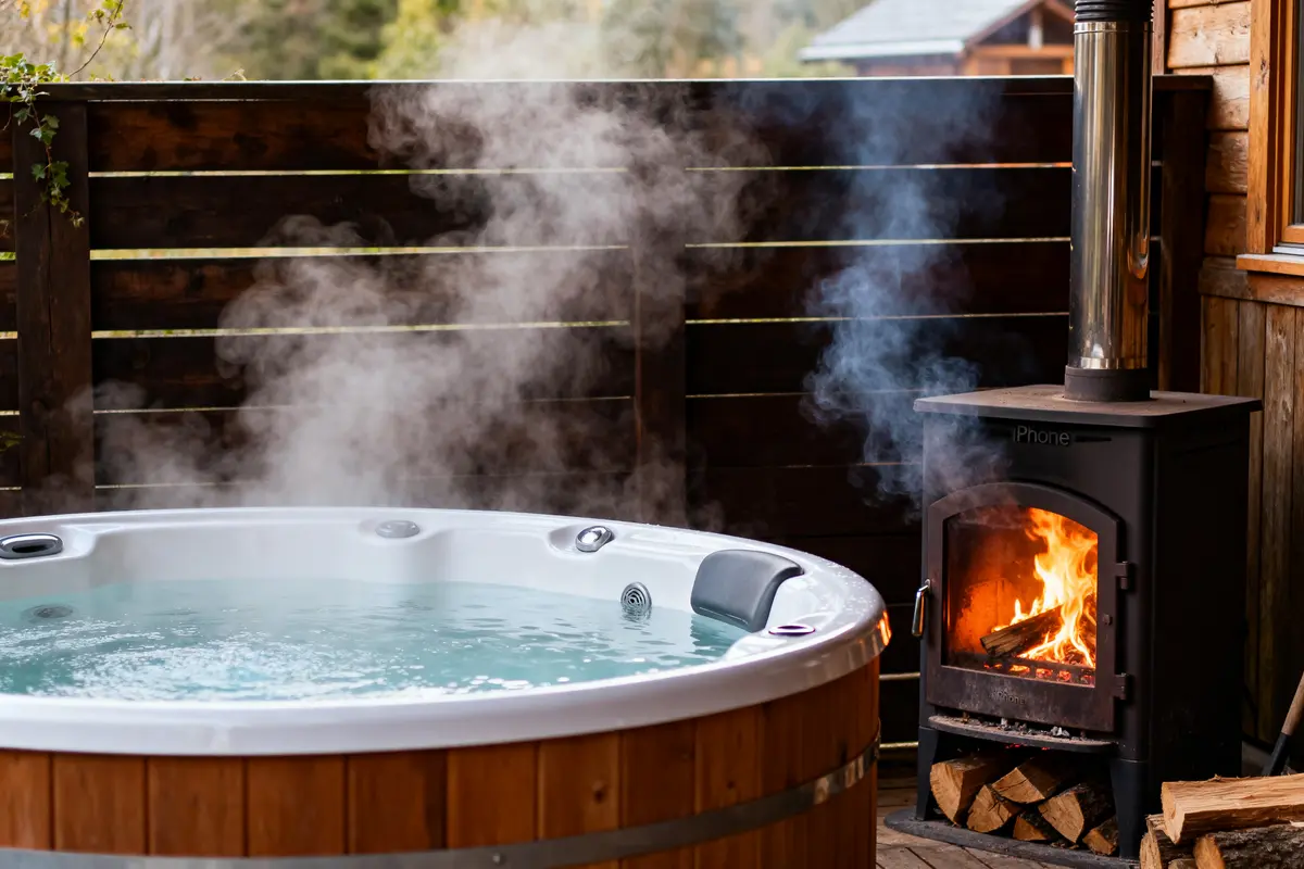Jacuzzi au feu de bois : Chauffage naturel, confort &amp; durée ?